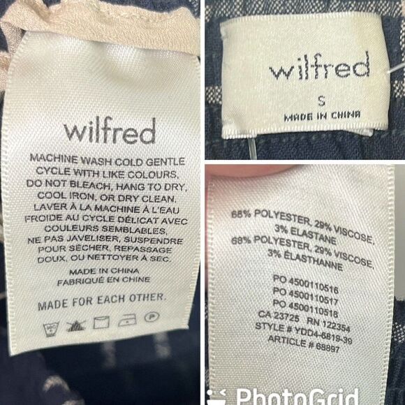 Aritzia Wilfred Blue Plaid High Rise Soleste Pants Size Small Cuffed Windowpane - Picture 5 of 12